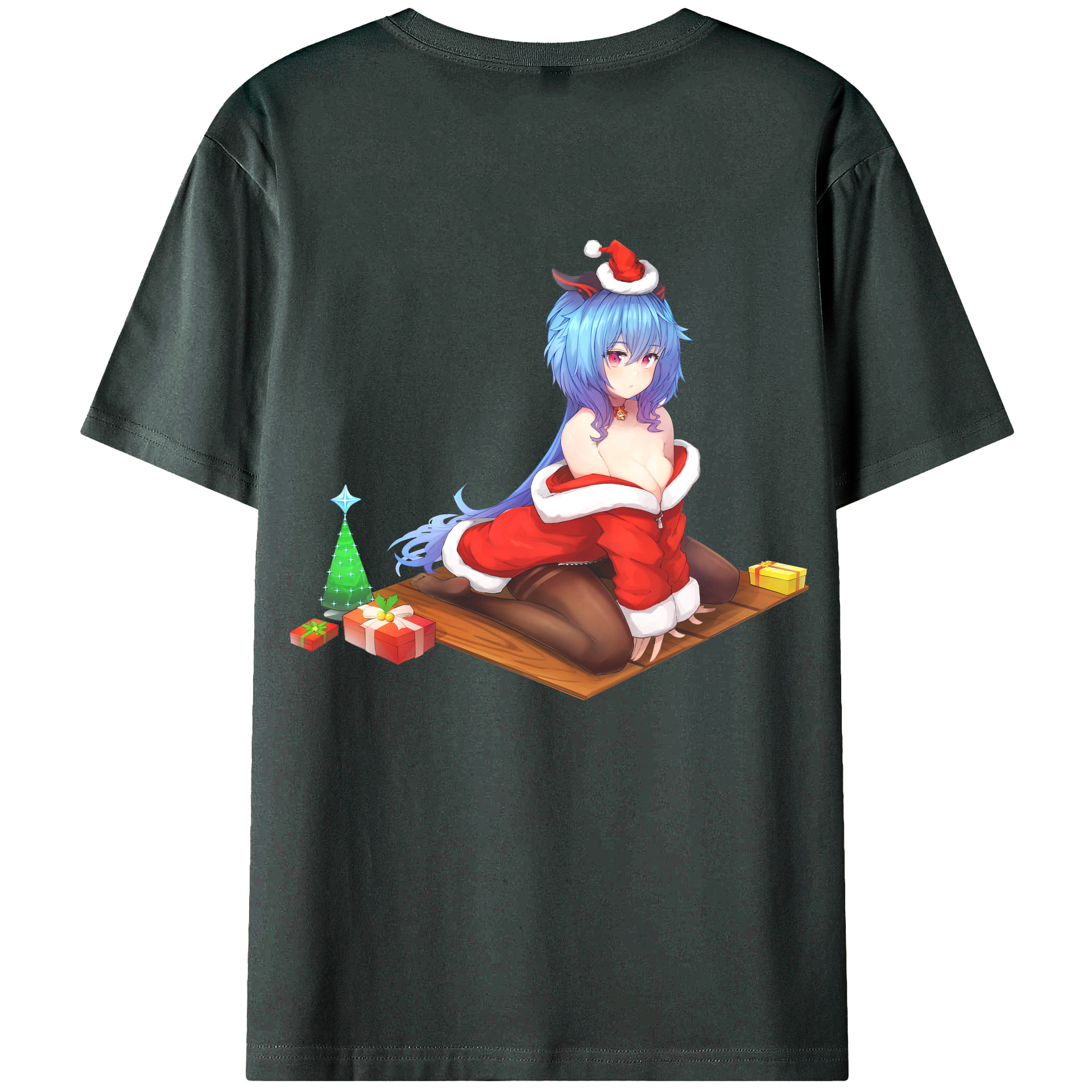 げんし神 甘雨 かんう genshin Ganyu 綿100％ メンズ半袖Tシャツ（バックプリント） 通気性